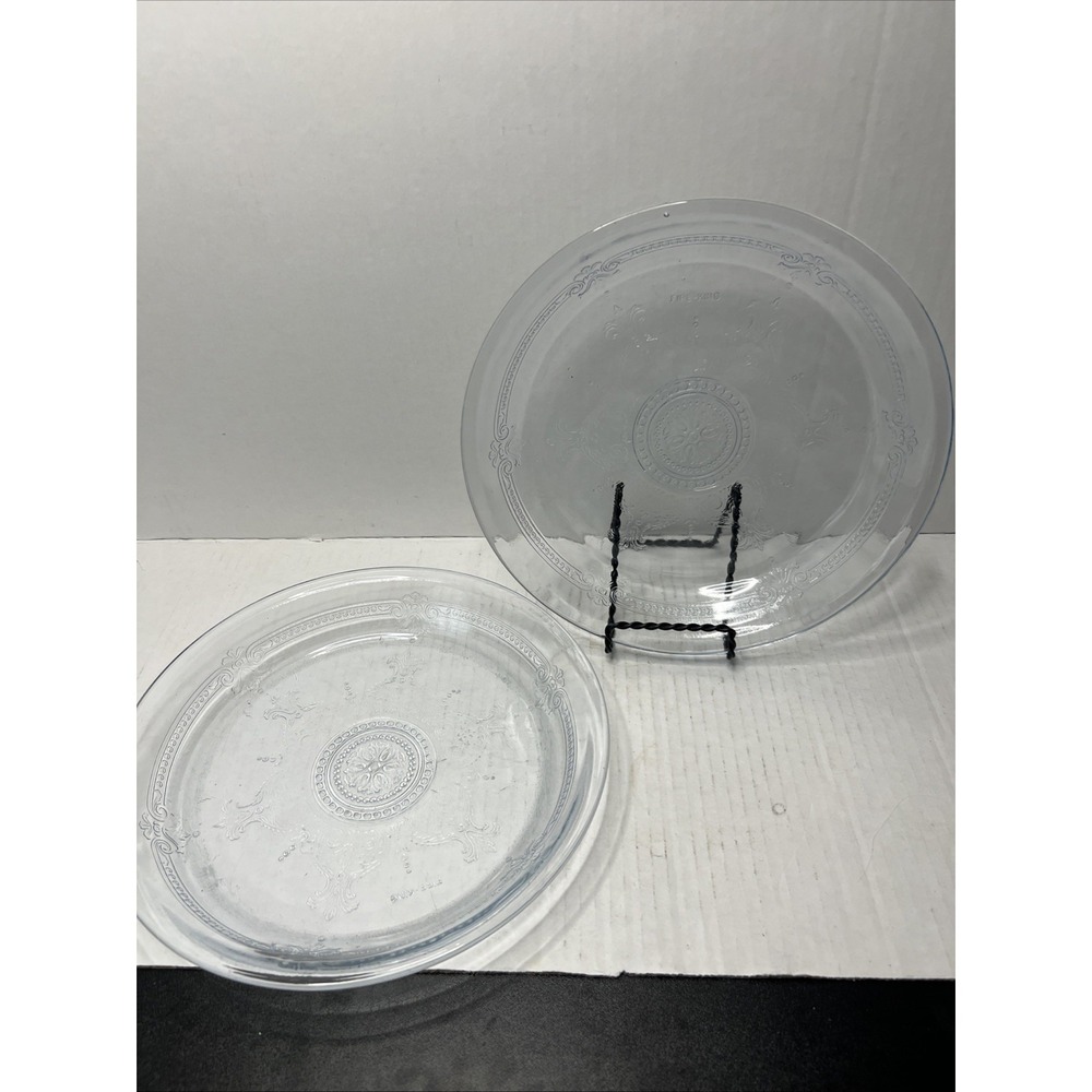 Set Of 2 Vtg Fire King Sapphire Blue Pie Plates Pan Philbe Pattern 9" Round